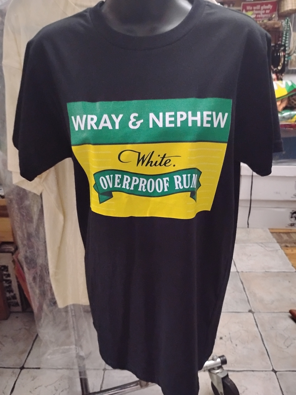 Black Graphic T-Shirt 🇯🇲 WRAY & NEPHEW - 💚🖤💛 White Overproof Rum Logo